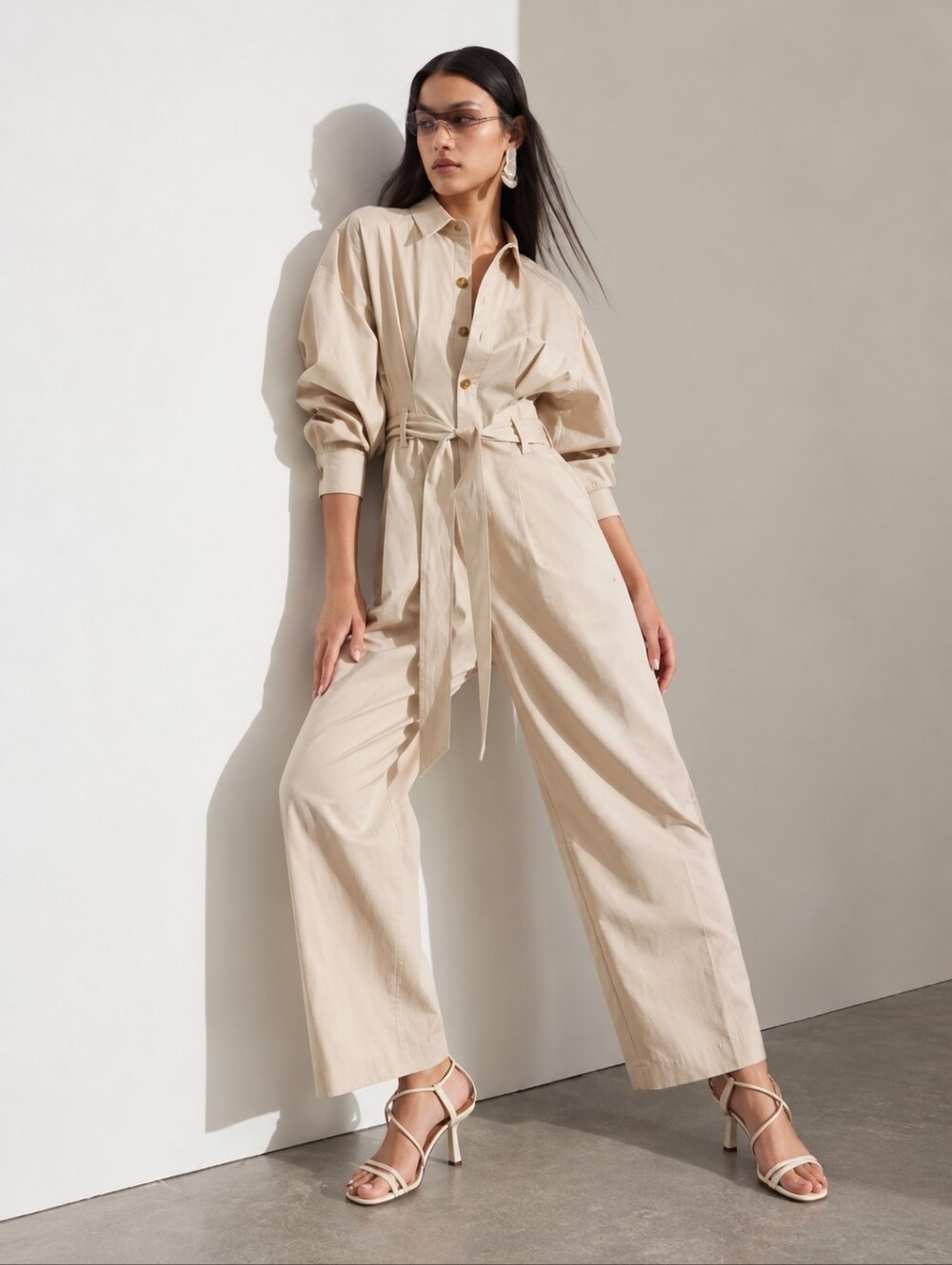 & Other Stories Relaxed Belted Wide Leg Jumpsuit Size 6